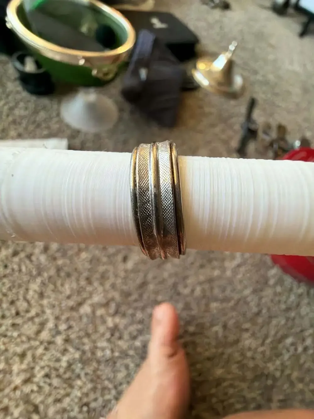 Vintage ESPO 10K Gold Filled and Sterling Silver Textured Band Ring